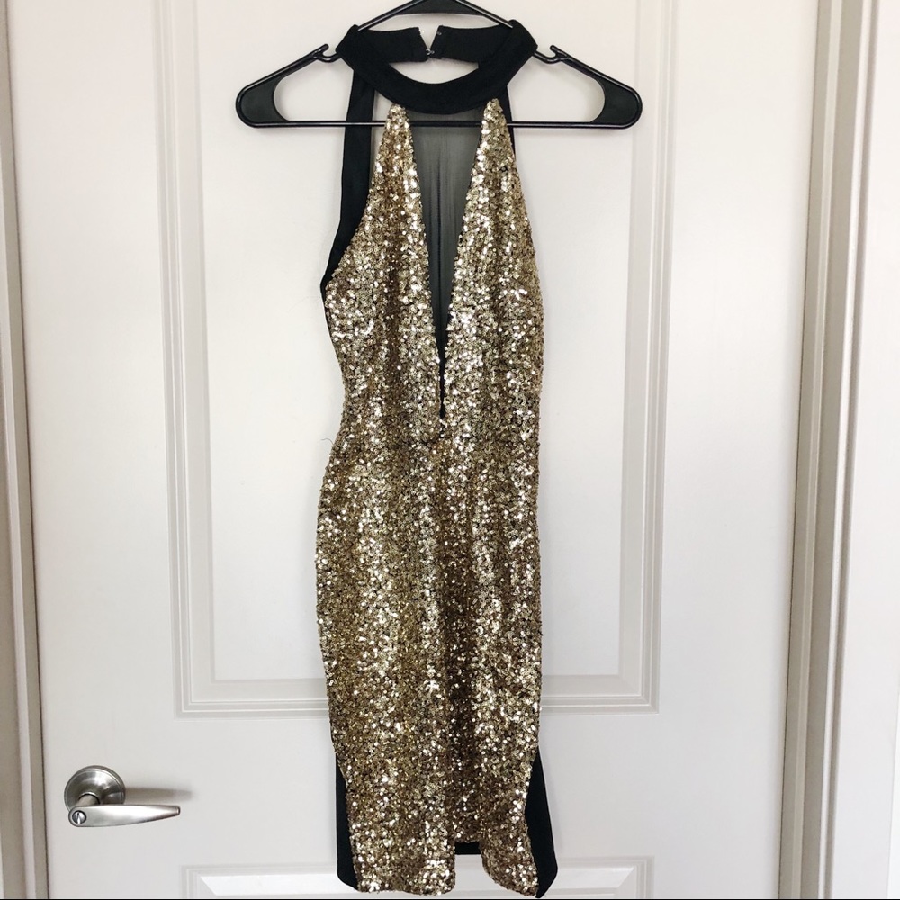 Club8 backless gold dress, NWOT, London brand